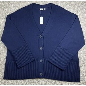 Gap‎ Women's 24/7 Split Hem Cardigan Sweater NWT Navy Blue Size Large